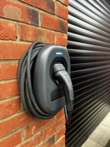Image shows a newly installed EV charging point