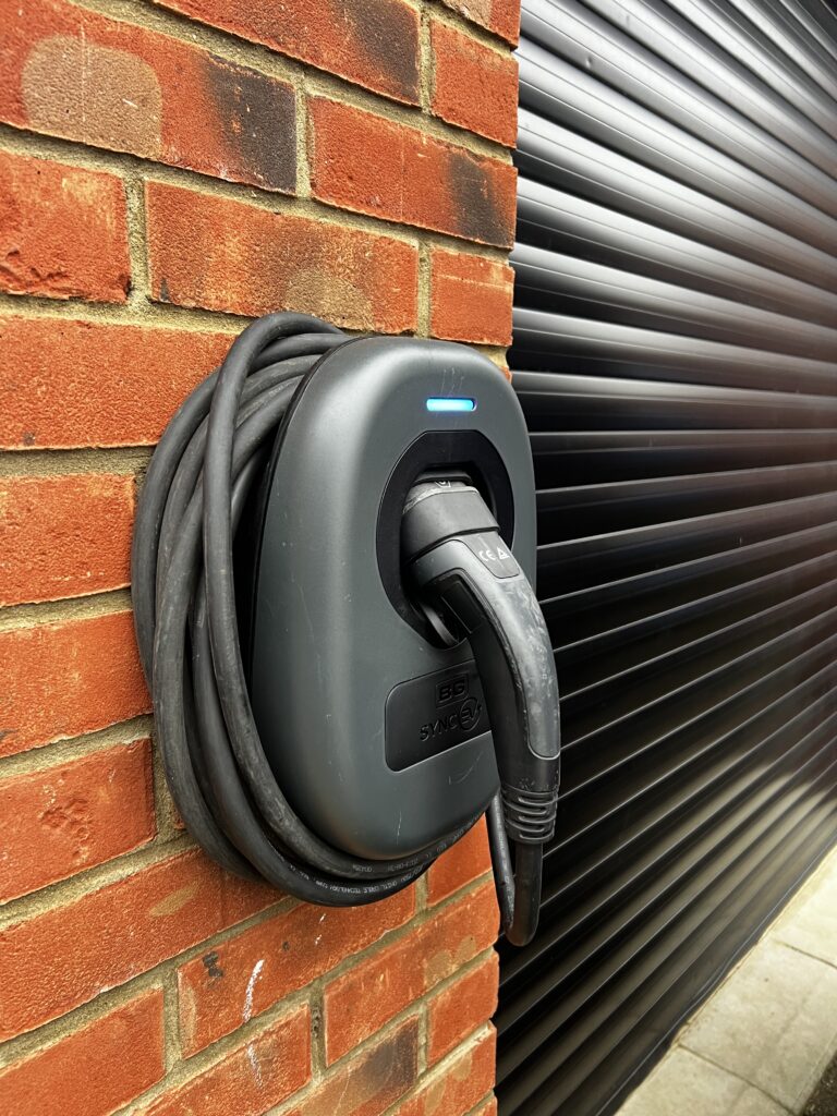 Image shows a newly installed EV charging point